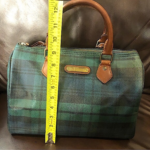 KRALPH LAUREN Black Watch Plaid Speedy Small Boston Travel Vacation Camp Bag - Picture 10 of 17